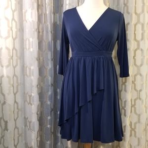 Faux Wrap Dress Plus Navy
